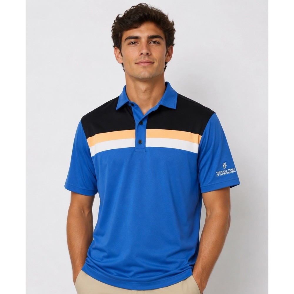 FootJoy FJ Athletic Fit Golf Polo Blue Black Stripe Men's Medium